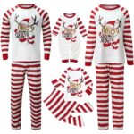 Pyjama de Noel Famille Rayure Rouges et Blanches en Cotton Doux 1