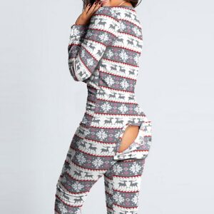 Pyjama de Noel pour Femme Sexy Motif Classique Gris 1