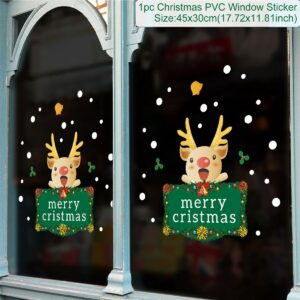 Décoration de Fenetre de Noel Sticker "Merry Christmas" Rudolphe Renne PVC 1