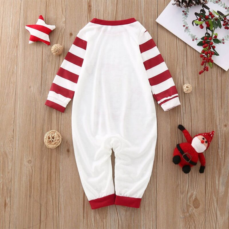 Pyjama de Noel Famille Rayure Rouges et Blanches en Cotton Doux 3