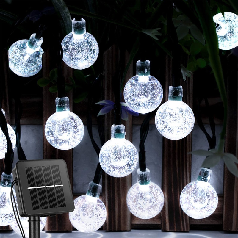 Ampoules de Noel Guirlande Décorative LED Blanche à Panneau Solaire 1